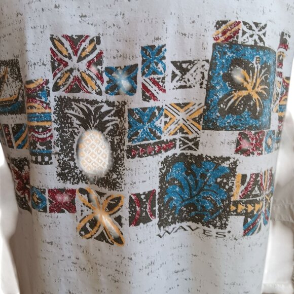 SURFER Vintage Mens T-shirt LARGE 1990s WAVES FULL WRAP SURF GRAPHIC gray - Picture 4 of 7